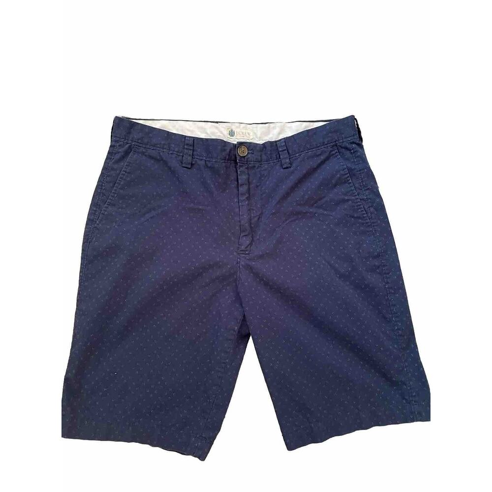 J.CREW Men's Navy Small White Design Cotton Flat Front Chino Shorts Size 33W